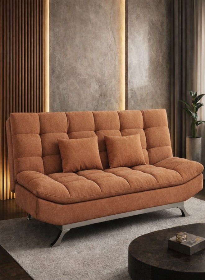 Harmony Home Suede Fabric Sofa Bed – Modern Folding Convertible Sofa Bed with Pillow, Compact Space-Saving Design for Living Room, Apartment, Dorm & Office - Brown - Image 1